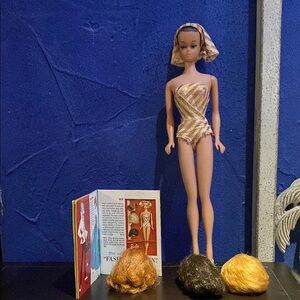 Fashion Queen Barbie Vintage Doll with Striped Swimsuit and Accessories